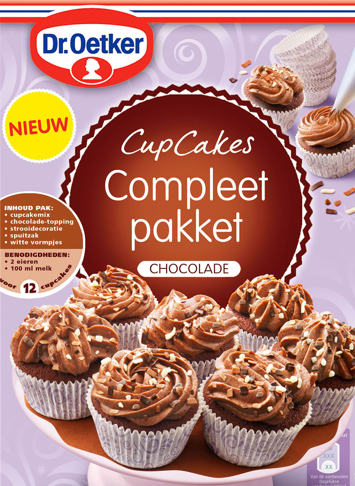 Packaging photography of Dr.Oetker's chocolate cupcakes made by Studio_m Photography Amsterdam