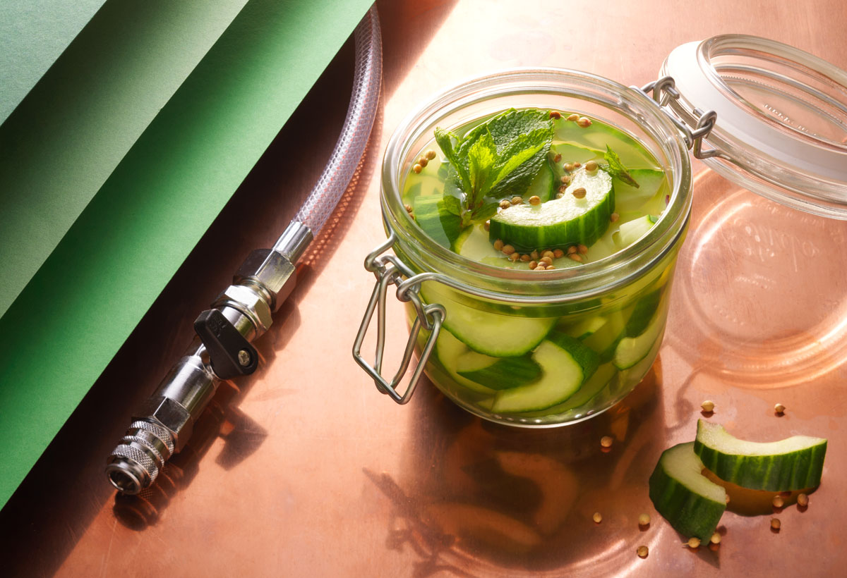 Food photographer STUDIO_M shot this pickled cucumber photo for a commercial project