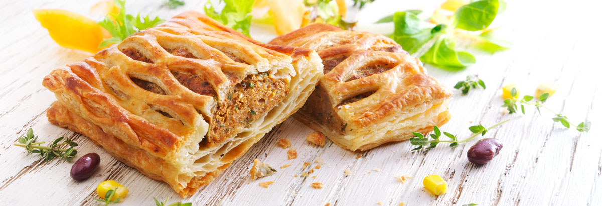 food product photo of vegan beef wellington made by studio_m in amsterdam